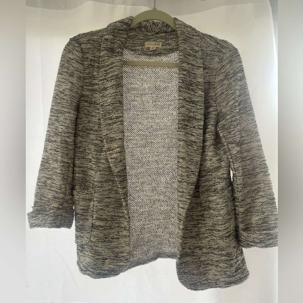Maison Jules Black & White Marled Open-Front Cardigan